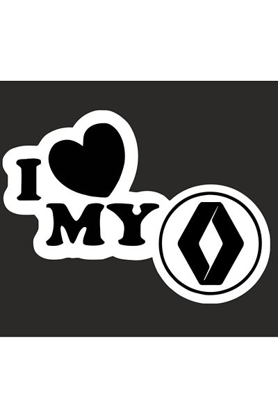 Image Car sticker, IMAGE, I love my RENAULT, white, 23 x 17 cm