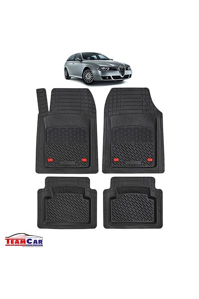 TEAMCAR ® Car Mats Tray Type Compatible Alfa Romeo 156 Ii (2003–2006) Black Durable Material