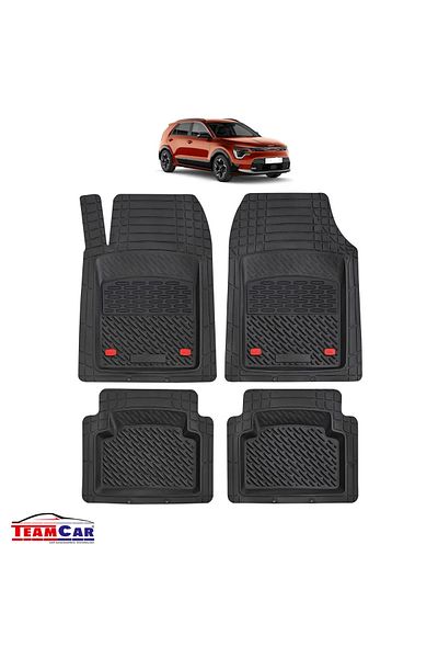 TEAMCAR ® Car Mats Tray Type Compatible With Kia Niro Ii (2022 ) Black Durable Material