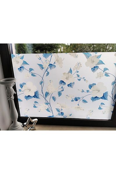 media Decorative window film, self-adhesive, white floral, various, 4 m x 1.52 m