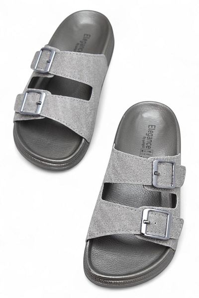 ISPARTALILAR 380 Comfortable Orthopedic Sole Daily Women's Slippers Double Buckle Women's Slippers with Sim Detail
