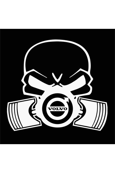 Image Car sticker, IMAGE, Piston skull VOLVO, white, 22 x 20 cm
