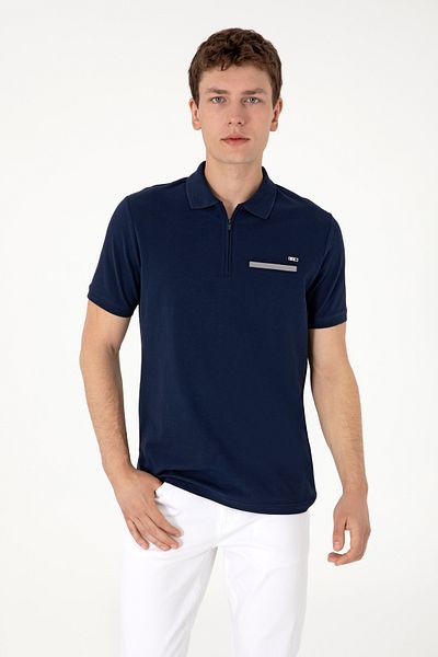 U.S. Polo Assn. Men's Regular Fit Zippered Navy Blue T-Shirt 50306788-Vr033