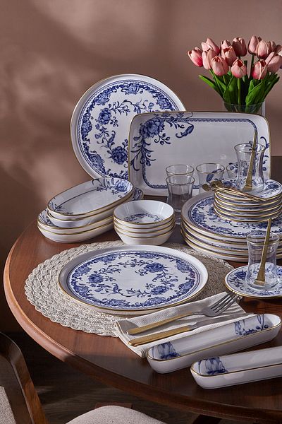 Fecra Wista 35 Piece Gold Mesh Breakfast Set