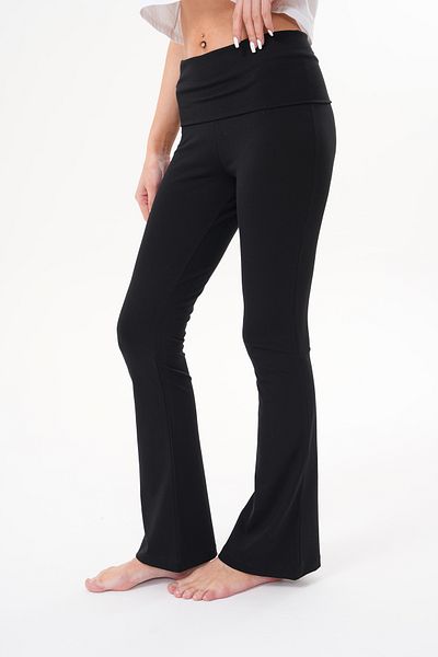 GENIUS STORE Pantaloni de damă Pantaloni din bumbac din jerseu cu picioare spaniole PANTALONI CU TALEA ÎNALTĂ