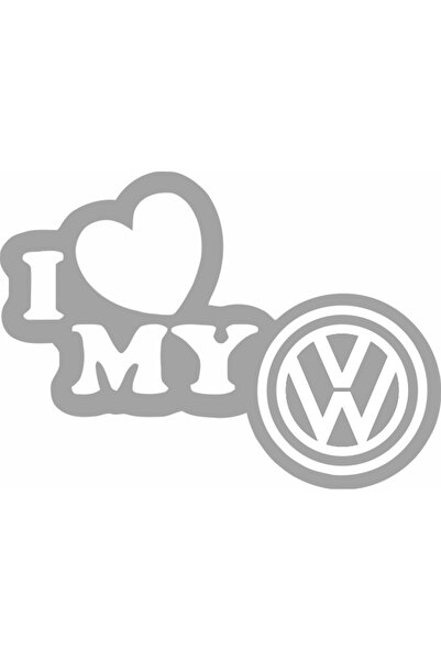 Image Sticker auto, IMAGE, I love my VOLKSWAGEN, argintiu, 23 x 17 cm