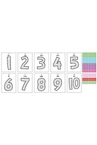 cakaybu Numbers Sticker Completion Set – 11.5 Pages Number Template + 180 Color Stickers!
