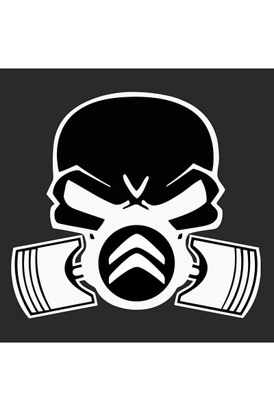 Image Car sticker, IMAGE, Piston skull CITROEN, white, 22 x 20 cm