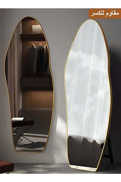 Taimi Full Length Cloud Standing Mirror with Gold Frame and Tempered Glass for Wall and Floor 185x80cm
