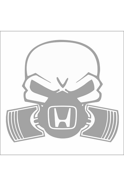 Image Sticker auto, IMAGE, Piston skull HONDA, argintiu, 22 x 20 cm