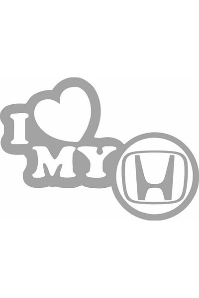 Image Sticker auto, IMAGE, I love my HONDA, argintiu, 23 x 17 cm