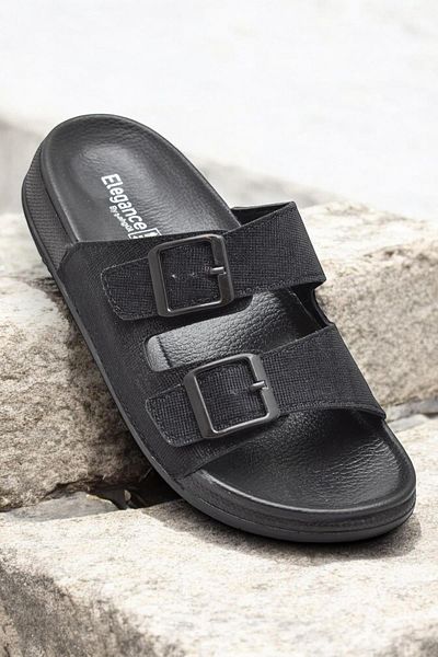 ISPARTALILAR 380 Comfortable Orthopedic Sole Daily Women's Slippers Double Buckle Women's Slippers with Sim Detail