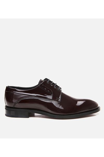 Hotiç Men's Patent Leather Burgundy Stylish Classic Shoes