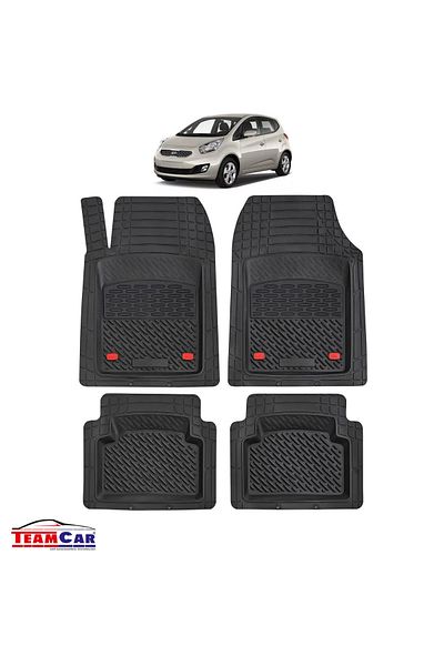 TEAMCAR ® Car Mats Tray Type Compatible With Kia Venga (2009–2019) Black Durable Material