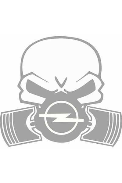 Image Sticker auto, IMAGE, Piston skull OPEL, argintiu, 22 x 20 cm