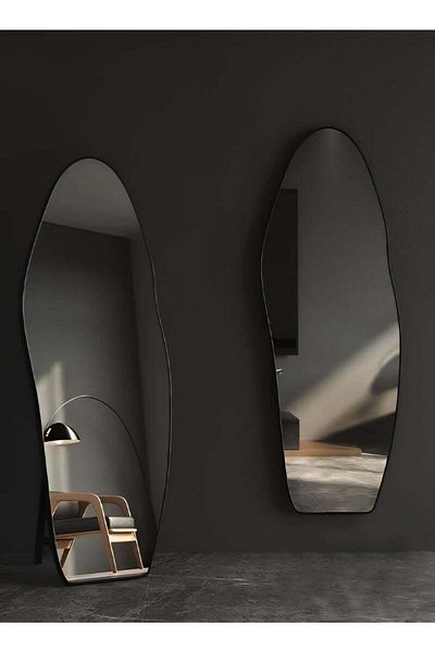 Taimi Full Length Cloud Standing Mirror with Black Frame for Wall and Floor 165x60cm