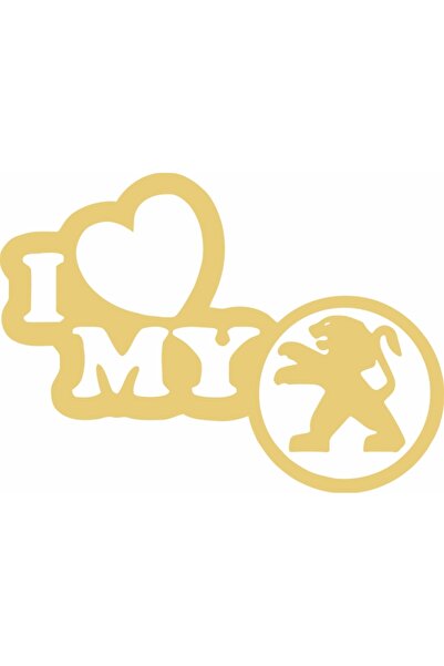 Image Sticker auto, IMAGE, I love my PEUGEOT, auriu, 23 x 17 cm