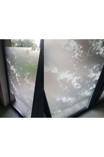 media Decorative window film, white birds and flowers, 6 m x 0.9 m
