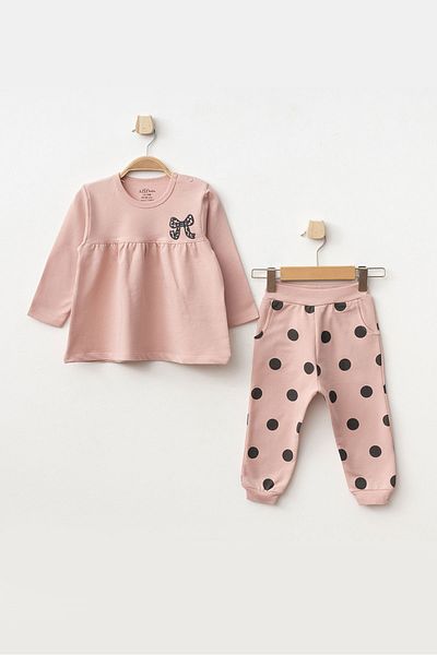 Aziz Bebe Baby Girl Embroidered Sweatshirt Pants 2-Piece Bottom Top Baby Set 3 Months-36 Months