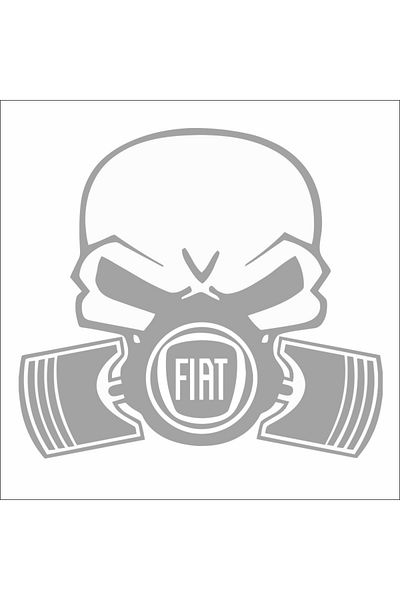 Image Sticker auto, IMAGE, Piston skull FIAT, argintiu, 22 x 20 cm