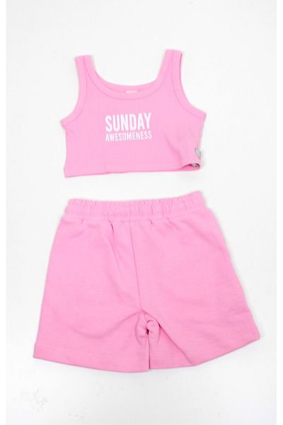 DMB KİDS Dmb girl's combed cotton crop shorts set