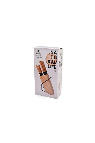 Parfait 5-Piece Kitchen Knife Set with Bamboo Block Brown and Black