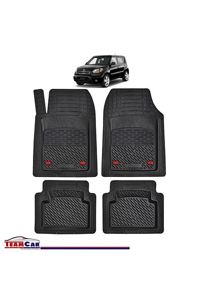 TEAMCAR ® Car Mats Tray Type Compatible With Kia Soul (2008–2013) Black Durable Material