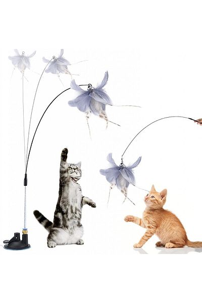 SUNSHINE Smile cat toy, metal/textile, black/gray, 91.4 cm