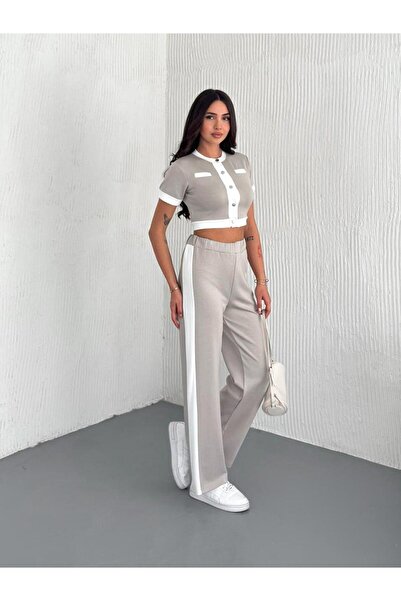 Pimody Γυναικείο Σετ αθλητικής φόρμας με κουμπιά μπροστά