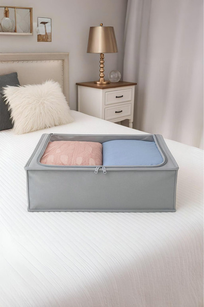 Home 1 ADET Pencereli Destekli Telli Büyük Baza Altı Çok Amaçlı Organizer Düzenleyici Hurç 66x46x20 Cm