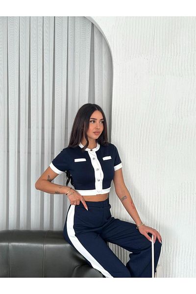 Pimody Γυναικείο Σετ αθλητικής φόρμας με κουμπιά μπροστά