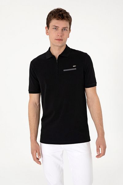 U.S. Polo Assn. Men's Regular Fit Zippered Black T-Shirt 50306788-Vr046