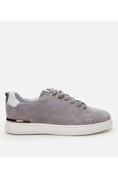 Hotiç Men's Suede Leather Gray Ultra Light Sole Sports Shoes