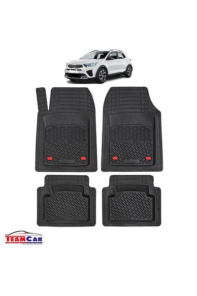 TEAMCAR ® Car Mats Tray Type Compatible With Kia Stonic (2017 ) Black Durable Material