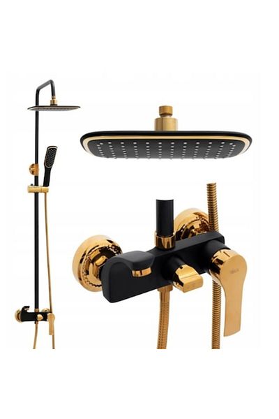 Rovitech Set de dus eS-3002, cu suport culisant, dus fix si para dus mobila, auriu / negru
