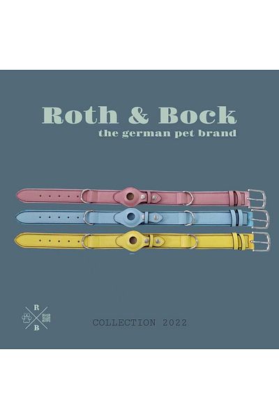 Roth & Junius Roth & Bock GPS Tracker Dog Collar with Pouch, PU Leather/Nylon/Metal, Blue, Size M