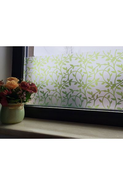 media Decorative window film, stylized green leaves, 8 m x 1 m