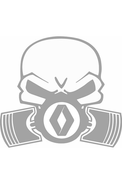 Image Sticker auto, IMAGE, Piston skull RENAULT, argintiu, 22 x 20 cm