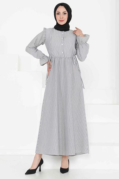 TOFİSA Rochie cu dungi Neagra - 27187