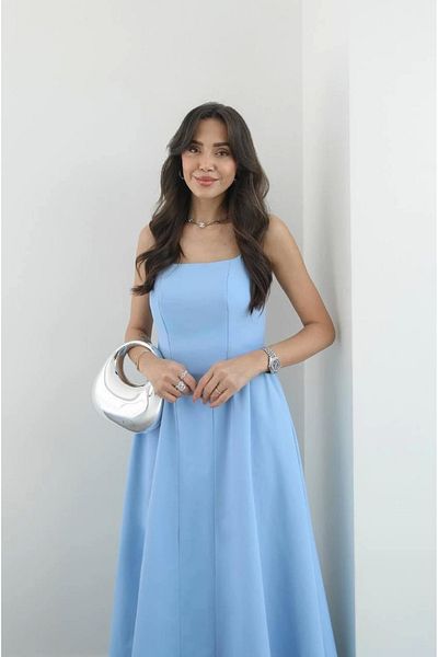 Ecenin Favorileri Γυναικείο φόρεμα Baby Blue με λουράκι ανελκυστήρα