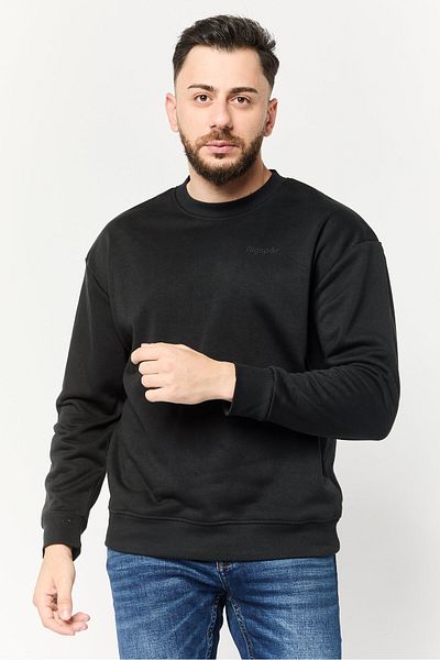 Algspar Men Sportswear Fit Long Sleeves Outdoor Sweatshirt, Black