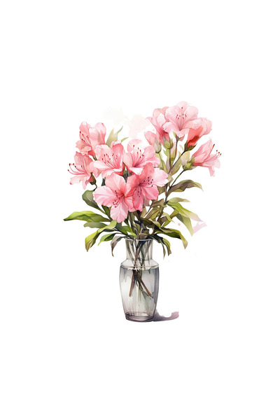 INOVATIX Set de 8 piese, Sticker Vază de sticlă cu azalee, INOVATIX®. 6 cm