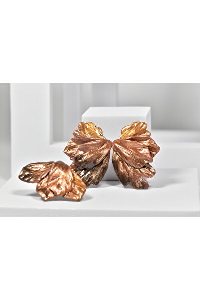 NARRU Handmade NARRU earrings, inspired by flowers and leaves, in shades of brown and copper, Marilu 08
