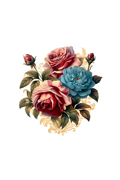 INOVATIX Set of 8 pieces, Sticker Red Blue Roses, INOVATIX®. 6 cm