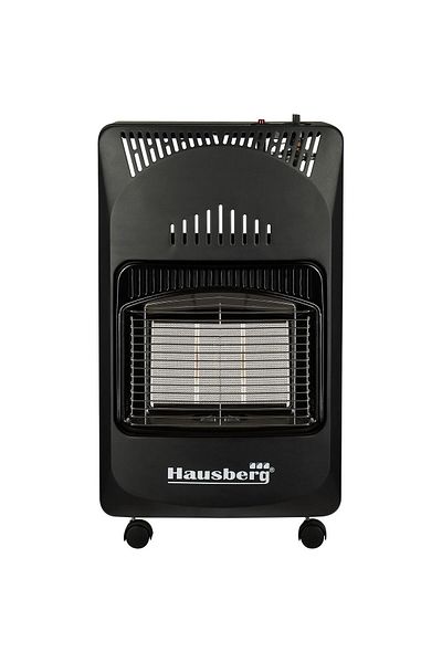 Hausberg Pachet Soba pe gaz GPL HB-1010NG, piezo-electrica, 4.2kW, Negru, Ceas butelie, 1m furtun