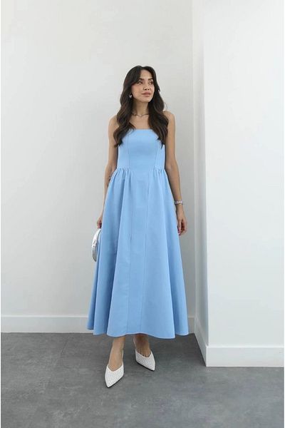 Ecenin Favorileri Γυναικείο φόρεμα Baby Blue με λουράκι ανελκυστήρα