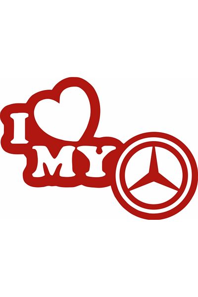 Image Car sticker, IMAGE, I love my MERCEDES, red, 23 x 17 cm