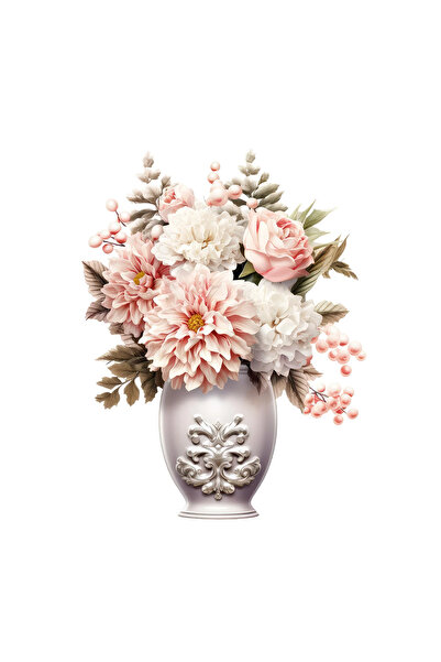 INOVATIX Set de 8 piese, Vază autocolantă cu flori albe și roz, INOVATIX®. 6 cm