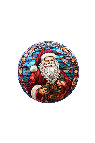 INOVATIX Set de 8 autocolante vitralii cu Moș Crăciun, INOVATIX®. 6 cm