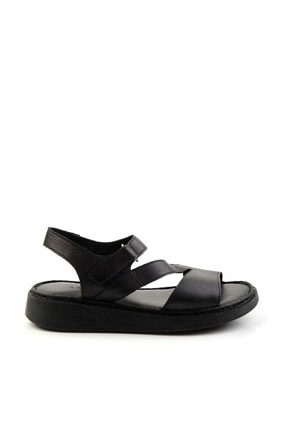 Bambi Black Leather Women's Sandals K05331045703
